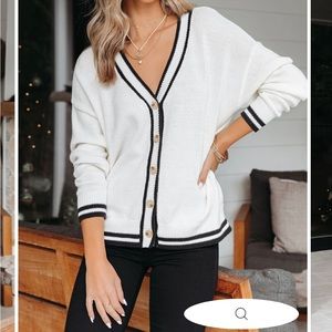 Vici DREAMING OF BOSTON BUTTON FRONT CARDIGAN - WHITE NWT
